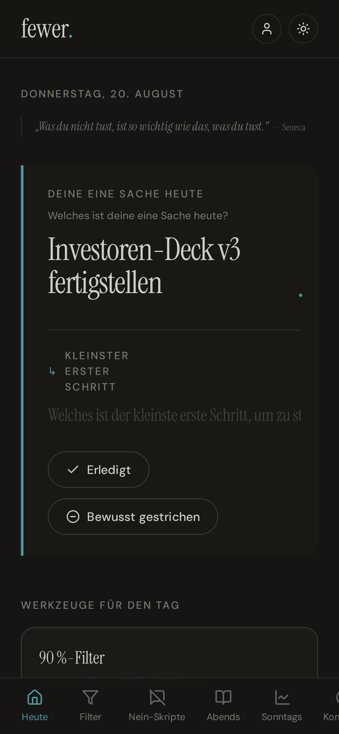 fewer. Notieren auf dem Smartphone
