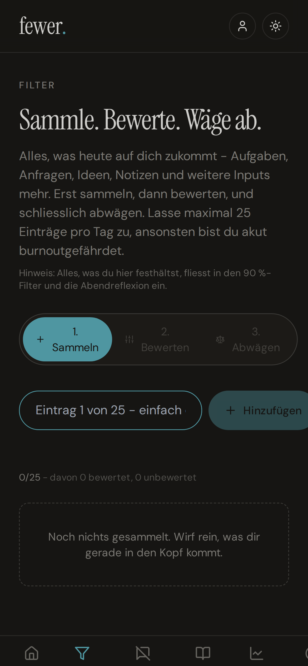fewer. Sammeln auf dem Smartphone