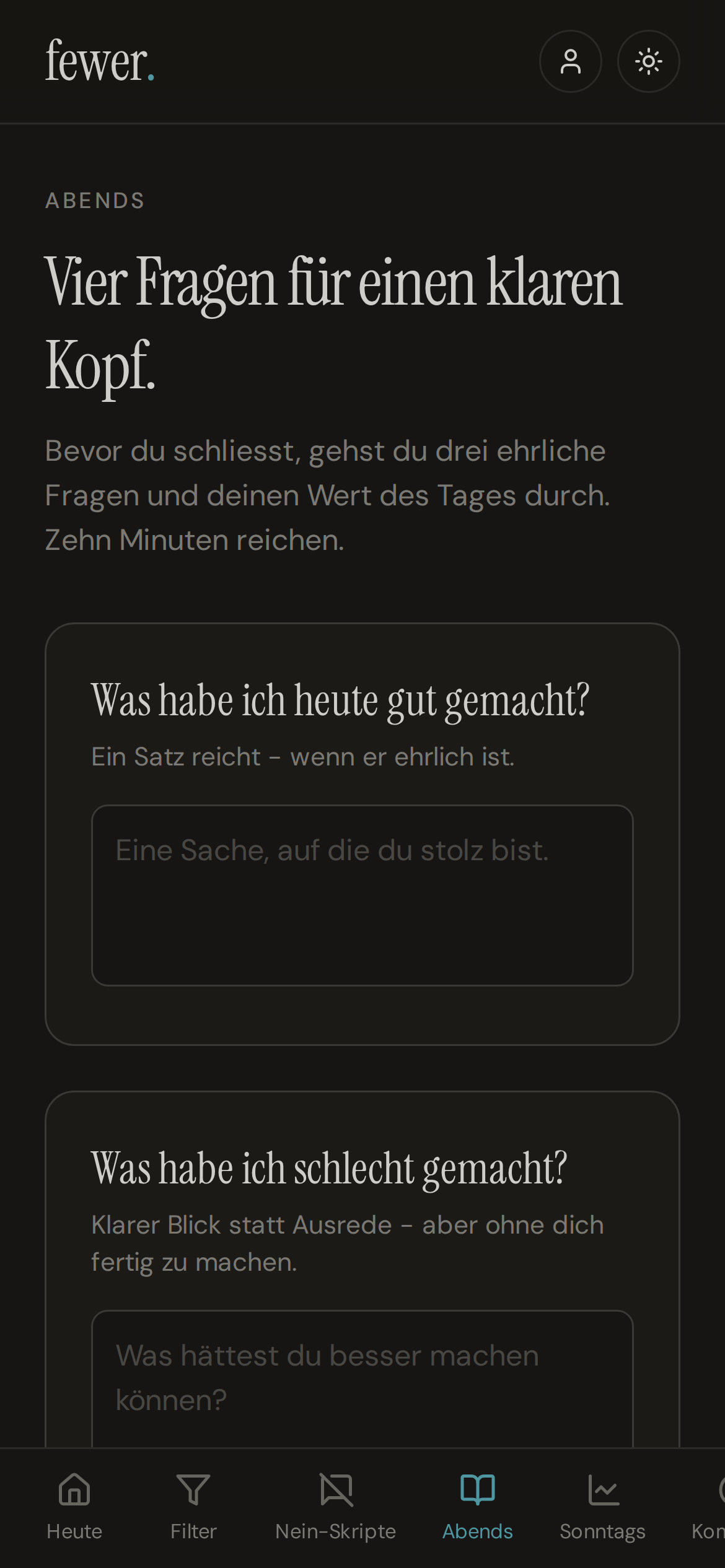 fewer. Reflektieren auf dem Smartphone